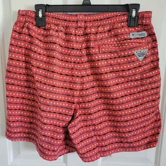 Columbia PFG Swim Trunks Mens Medium Red Pockets Mesh Lined Shorts Outdoor - Picture 5 of 7